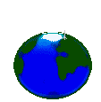 Globe with antenna on top and is animated with beams from the antenna